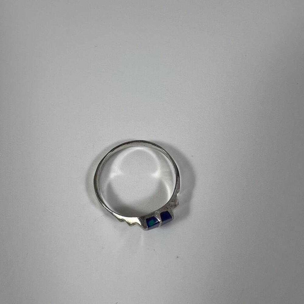 Sterling Silver 925 Ring With Blue Enamel Inlay Adjustable For Women - Picture 2 of 3